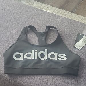 Adidas Black Sports Bra with White Logo